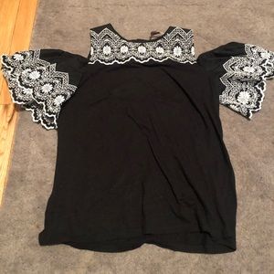 Black & White w/ Floral Pattern Shirt